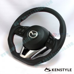 Kenstyle Flat Bottomed Leather Steering Wheel fits 15-16 Mazda2 [DJ] MA01