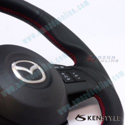 Kenstyle Flat Bottomed Leather Steering Wheel fits 15-16 Mazda2 [DJ] MA01