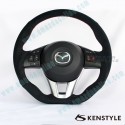 Kenstyle Flat Bottomed Suede Steering Wheel fits 15-16 Mazda2 [DJ] MA03