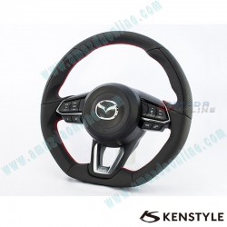 Kenstyle Flat Bottomed Leather Steering Wheel fits 17-24 Mazda2 [DJ] MD01