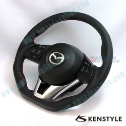 Kenstyle Flat Bottomed Leather Steering Wheel fits 13-16 Mazda3 [BM] MA01