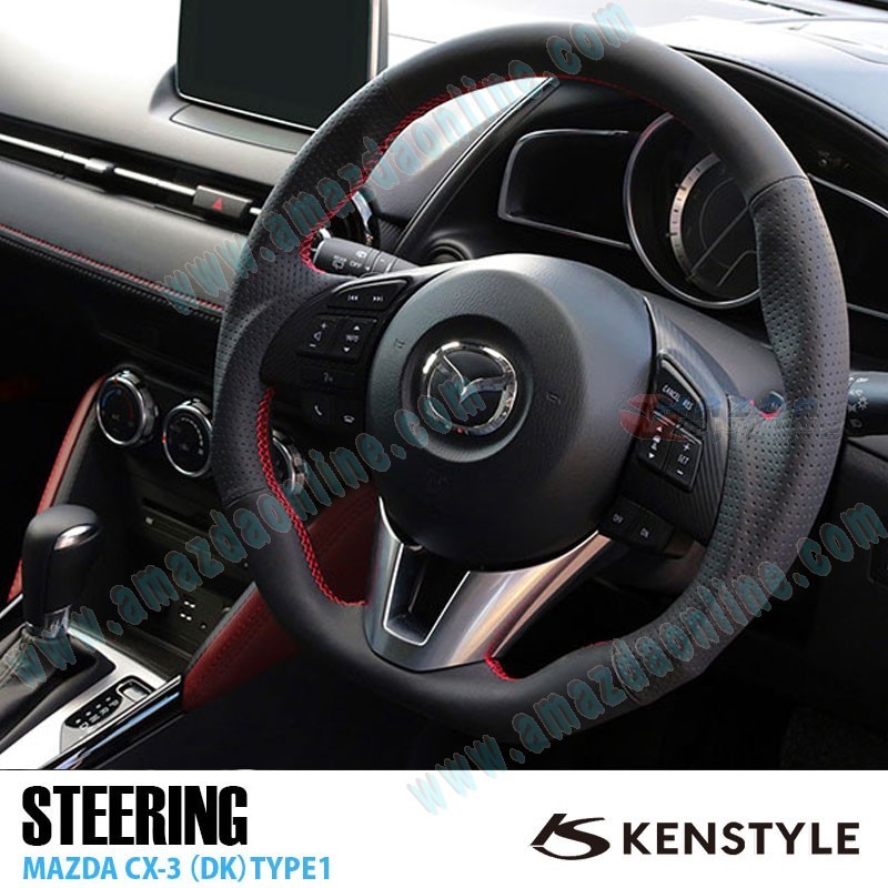 Kenstyle Flat Bottomed Leather Steering Wheel fits 15-16 Mazda CX-3 [DK] MA01