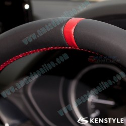 Kenstyle Flat Bottomed Leather Center Line Steering Wheel fits 17-24 Mazda2 [DJ] MD03