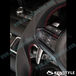 Kenstyle Flat Bottomed Leather Center Line Steering Wheel fits 17-24 Mazda2 [DJ] MD03