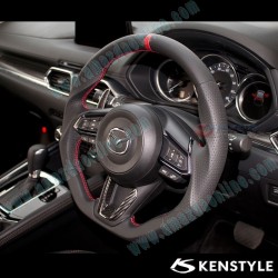 Kenstyle Flat Bottomed Leather Center Line Steering Wheel fits 17-24 Mazda CX-3 [DK] MD03