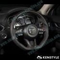 Kenstyle Flat Bottomed Leather and Carbon Fibre Steering Wheel fits 17-24 Mazda2 [DJ] MD04