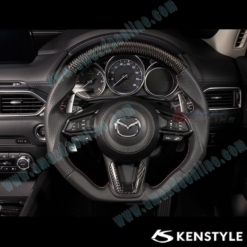 Kenstyle Flat Bottomed Leather and Carbon Fibre Steering Wheel fits 17-18 Mazda3 [BN] MD04