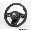 Kenstyle Flat Bottomed Leather and Carbon Fibre Steering Wheel fits 17-18 Mazda3 [BN] MD04