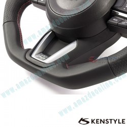 Kenstyle Flat Bottomed Leather and Carbon Fibre Steering Wheel fits 17-24 Mazda CX-3 [DK] MD04