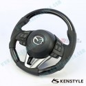 Kenstyle Flat Bottomed Leather and Piano Black Steering Wheel fits 15-16 Mazda CX-3 [DK] MA05