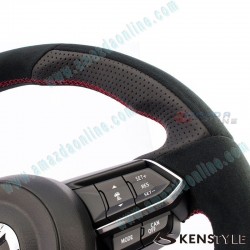 Kenstyle Flat Bottomed Suede Steering Wheel fits 17-24 Mazda2 [DJ] MD02