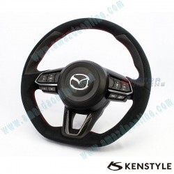 Kenstyle Flat Bottomed Suede Steering Wheel fits 17-24 Mazda CX-8 [KG] MD02