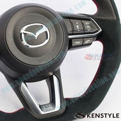 Kenstyle Flat Bottomed Suede Steering Wheel fits 17-24 Mazda CX-8 [KG] MD02