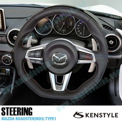 Kenstyle Flat Bottomed Leather with double stitching Steering Wheel fits 15-24 Miata [ND,NE] MC01