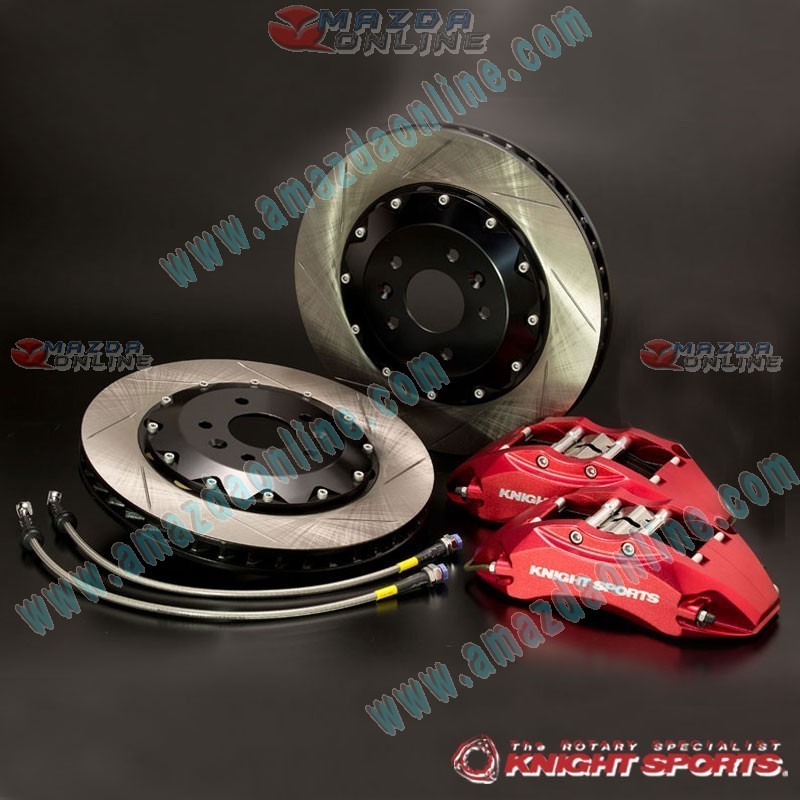 KnightSports Sports 6-POT Brake Kit with Chrome-Painted Calipers fits MazdaSpeed3 MPS3 [BL3FW] KZD69003