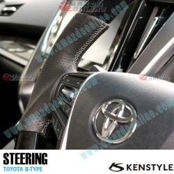 Kenstyle Dark Wood Leather Combination Steering Wheel fits 15-24 Toyota Alphard [GGH, AGH] TB01