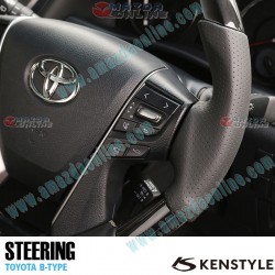 Kenstyle Dark Wood Leather Combination Steering Wheel fits 15-24 Toyota Alphard [GGH, AGH] TB01