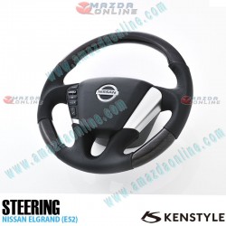 Kenstyle Silver Rosewood Leather Combination Steering Wheel fits 10-13 Nissan Elgrand [E52] NA01