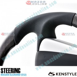 Kenstyle Silver Rosewood Leather Combination Steering Wheel fits 10-13 Nissan Elgrand [E52] NA01