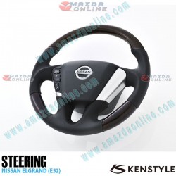 Kenstyle Silver Rosewood Leather Combination Steering Wheel fits 10-13 Nissan Elgrand [E52] NA01