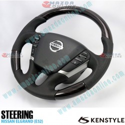 Kenstyle Silver Rosewood Leather Combination Steering Wheel fits 10-13 Nissan Elgrand [E52] NA01