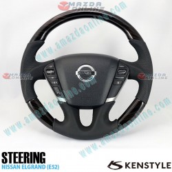 Kenstyle Black Maple Wood Leather Combination Steering Wheel fits 14-24 Nissan Elgrand [E52] NA04