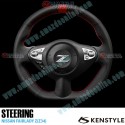 Kenstyle Flat Bottomed Leather Steering Wheel with red center line fits 08-21 Nissan Fairlady Z [Z34] NB01