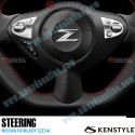 Kenstyle Flat Bottomed Leather Steering Wheel with red center line fits 08-21 Nissan Fairlady Z [Z34] NB01