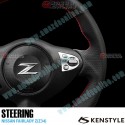 Kenstyle Flat Bottomed Leather Steering Wheel with red center line fits 08-21 Nissan Fairlady Z [Z34] NB01