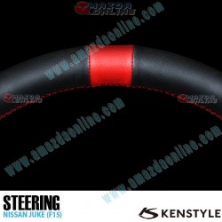 Kenstyle Flat Bottomed Leather Steering Wheel with red center line fits 10-19 Nissan Juke [F15] NB01