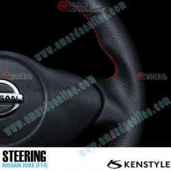 Kenstyle Flat Bottomed Leather Steering Wheel with red center line fits 10-19 Nissan Juke [F15] NB01