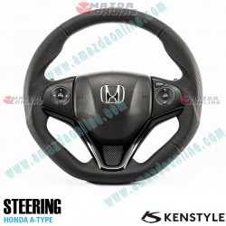 Kenstyle Flat Bottomed Leather Steering Wheel fits 13-24 Honda Fit Hybrid [GP] HA01