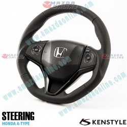 Kenstyle Flat Bottomed Leather Steering Wheel fits 13-24 Honda Fit Hybrid [GP] HA01