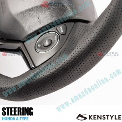 Kenstyle Flat Bottomed Leather Steering Wheel fits 13-24 Honda Fit Hybrid [GP] HA01