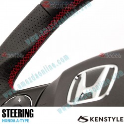 Kenstyle Flat Bottomed Leather Steering Wheel fits 13-24 Honda Fit Hybrid [GP] HA01