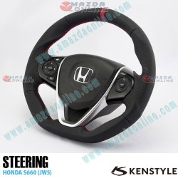 Kenstyle Flat Bottomed Leather Steering Wheel with center line fits 15-22 Honda S660 [JW5] HB01