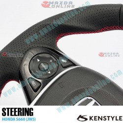 Kenstyle Flat Bottomed Leather Steering Wheel with center line fits 15-22 Honda S660 [JW5] HB01