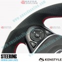 Kenstyle Flat Bottomed Suede Steering Wheel with red center line fits 15-22 Honda S660 [JW5] HB04