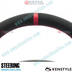 Kenstyle Flat Bottomed Suede Steering Wheel with red center line fits 15-22 Honda S660 [JW5] HB04