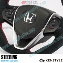 Kenstyle Flat Bottomed Suede Steering Wheel with red center line fits 15-22 Honda S660 [JW5] HB04