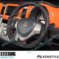 Kenstyle Flat Bottomed Leather Steering Wheel fits 13-16 Suzuki Alto [HA25S, HA35S] ZA01