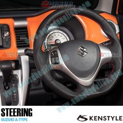 Kenstyle Flat Bottomed Leather Steering Wheel fits 13-16 Suzuki Alto [HA25S, HA35S] ZA01