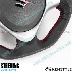 Kenstyle Flat Bottomed Leather Steering Wheel fits 13-16 Suzuki Alto [HA25S, HA35S] ZA01