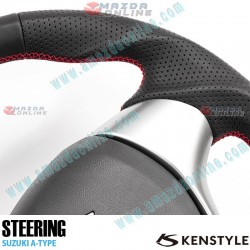 Kenstyle Flat Bottomed Leather Steering Wheel fits 13-16 Suzuki Alto [HA25S, HA35S] ZA01