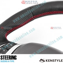 Kenstyle Flat Bottomed Leather Steering Wheel fits 14-20 Suzuki Hustler [MR31S, MR41S] ZA01