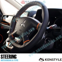 Kenstyle Flat Bottomed Leather Steering Wheel fits 07-19 Mitsubishi Delica D:5 [CV] XA01