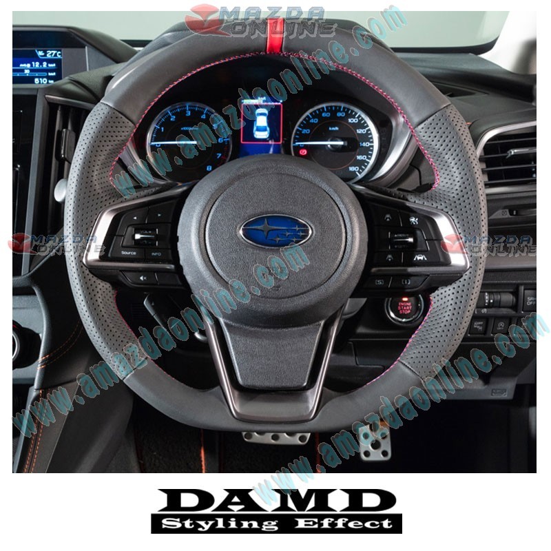 Damd Flat Bottomed Nappa Leather Sports Steering Wheel fits 17-22 Subaru Crosstrek XV [GT7,GT3] SS359-GT