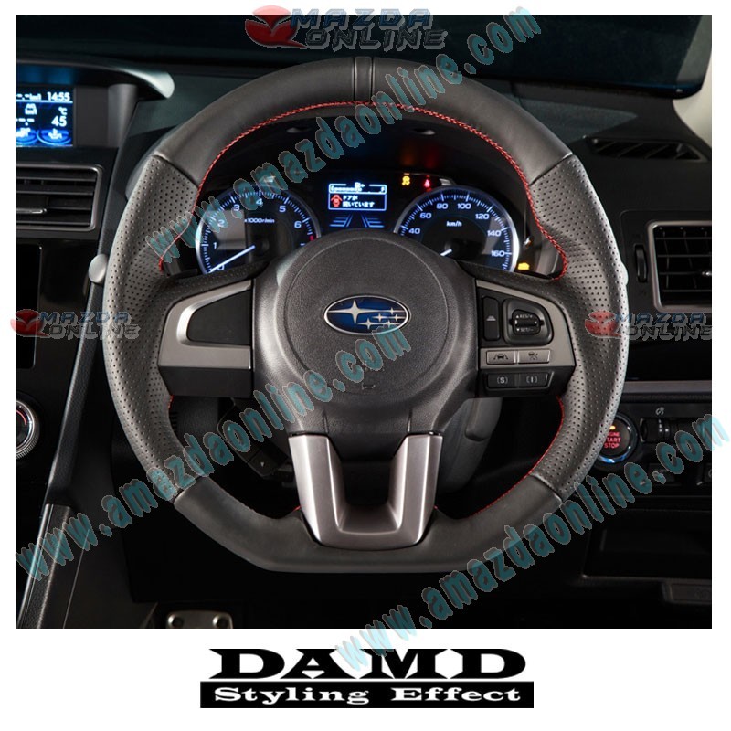 Damd Flat Bottomed Leather Sports Steering Wheel fits 14-17 Subaru Legacy [BS,BN] SS362-RX