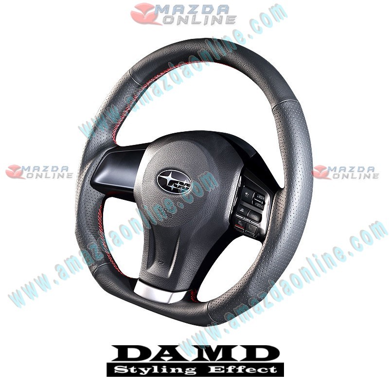 Damd Flat Bottomed Leather Sports Steering Wheel fits 11-15 Subaru Impreza [GJ,GP] SS360-DL