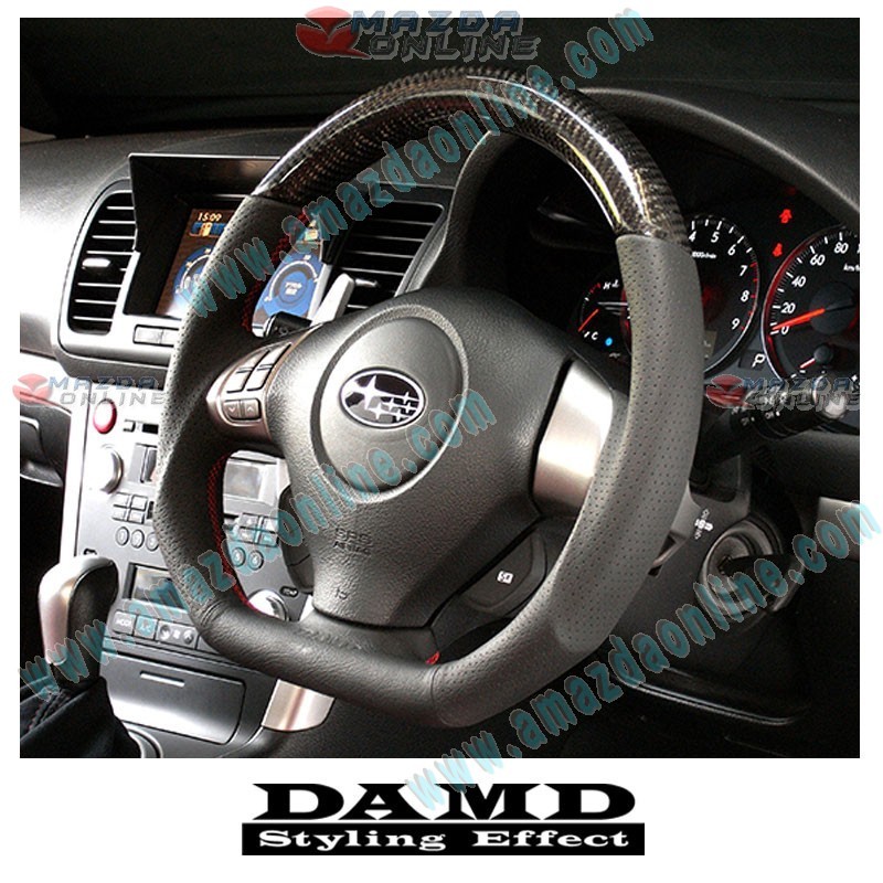 Damd Flat Bottomed Leather and Carbon Fibre Sports Steering Wheel fits 03-07 Subaru Forester [SG] SS358-DF